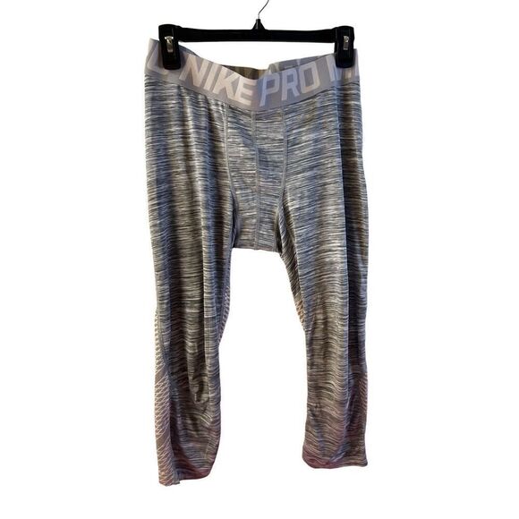 Nike pro dri fit xl gray stripe active pants capri - Picture 1 of 11